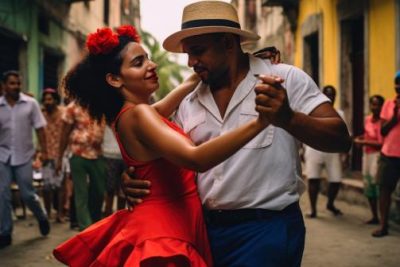 Traditional Cuban salsa dance performed by a Cuban couple